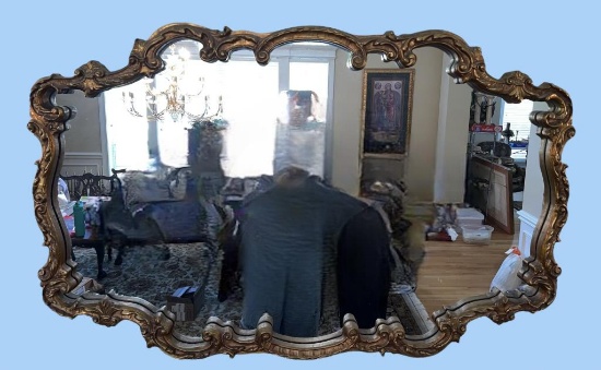 Large Ornate Framed Gold Mirror - 56” x 36”