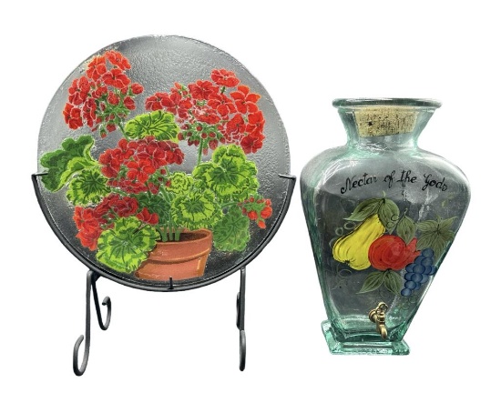 (2) Decorative Glass Items: “Nectar of the Gods”