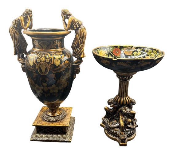 (2) Decorative items: Figural Compote Dish - 9” x