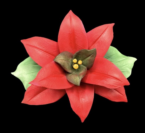 Vintage Capodimonte Porcelain Red Poinsettia- 6