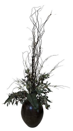 Large Ceramic Vase with Artificial Greenery - 1