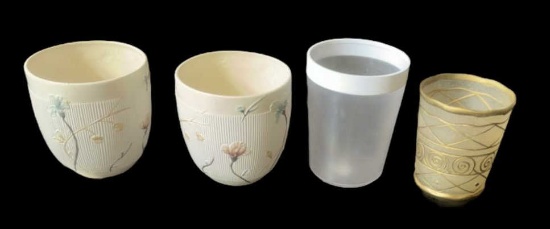 (4) Small Trash Cans