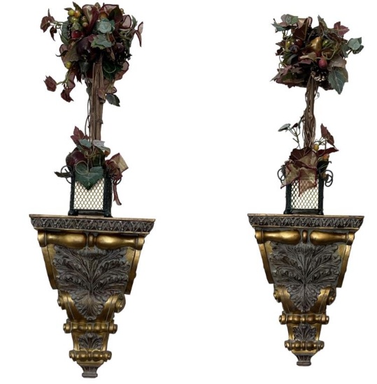 (2) Gold Painted Wall Brackets and (2) A