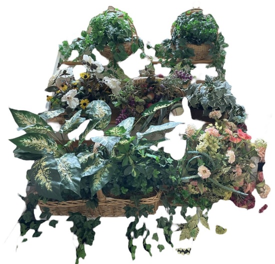 (6) Baskets With Artificial Greenery and Floral