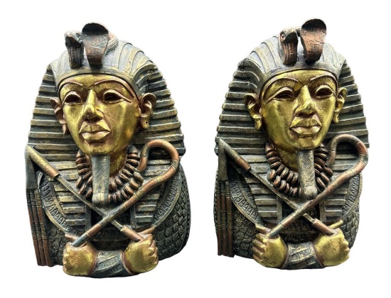 (2) Verdi Gold Figurines of King Tut—8 1/2” High