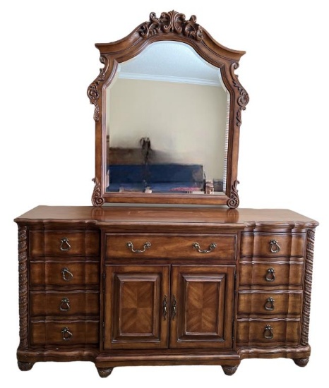 Dresser with Mirror--(1) Drawer over (2) Doors