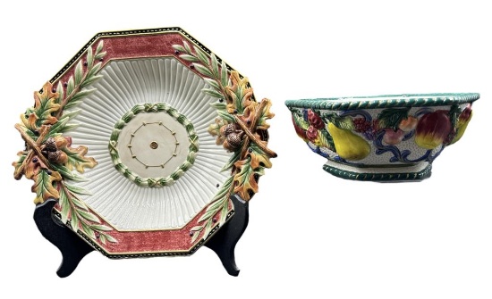 (2) Fitz and Floyd Items:  Equestrian Fall Acorns