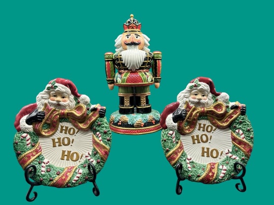 (3) Fitz and Floyd Christmas Items:  10 3/4”