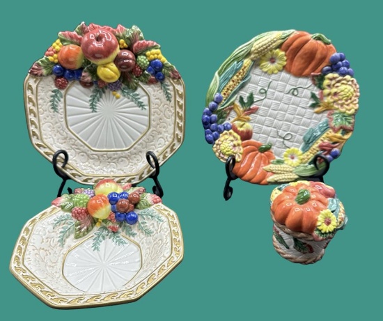 (4) Fitz and Floyd Items:  (2) Plates, (1) Bowl,