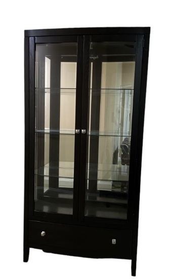 Lighted Glass Front Display Cabinet, Two Doors