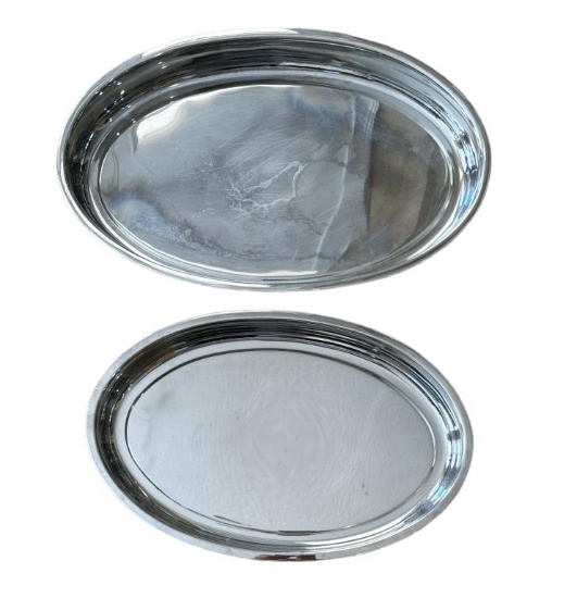 (2) Oval Royal Pars Stainless Steel Baking Pans: