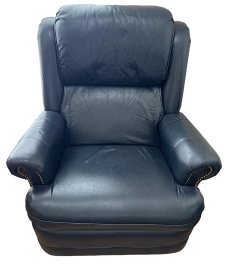 La Z Boy Blue Leather Recliner