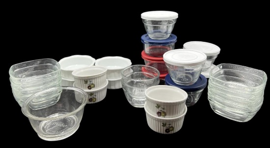 Assorted Ramekins Including: Pyrex, Pampered Chef,