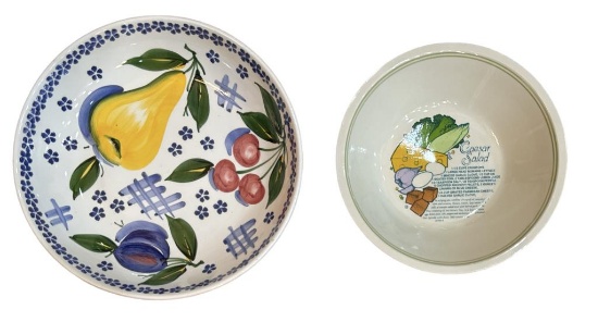 (2) Serving Bowls: (1) Caesar Salad Recipe Bowl -
