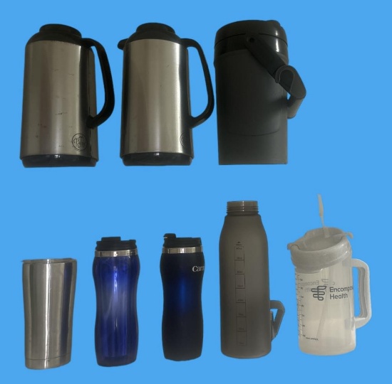Assorted Tumblers, Carafes, Water Coolers, etc.
