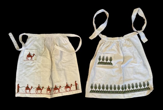 (2) Cross Stitch Aprons