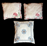 (1) Cross Stitch (Tatreez) Pillow and (2) V