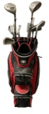 Golf Bag with Assorted Golf Clubs & Accessories