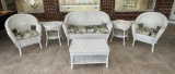 Wicker Furniture:  Settee, (2) Chairs, (2) End