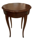 One-Drawer Table with Cabriole Legs and Brass