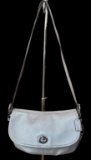 Pewter Colored Leather Coach Handbag