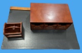 Wood Desk Blotter and Desktop Storage Organizers