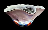 Viz Art Glass Hand Blown Table Top Ruffled Edge