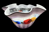 Viz Art Glass Hand Blown Center Piece Ruffled Edge
