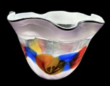 Viz Art Glass Hand Blown Center Piece Ruffled Edge
