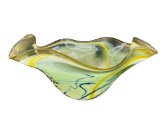 Viz Art Glass Hand Blown Ruffled Edge Bowl-18 1/2
