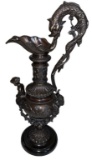 Large Cast Bronze Ewer Featuring a Dragon Handle
