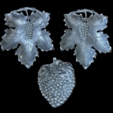 (3) Aluminum Grape Leaf Shaped Dishes:  (2)