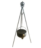 Metal Kettle on Iron Stand - 54” H