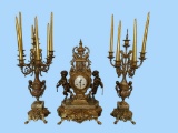 3-Piece Brevettato Italia 1970s Beige Marble Ormolu