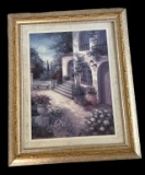 Framed and Matted “Tuscan Courtyard” by Vivian