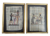 (2) Framed Egyptian Paintings on Papyrus Paper -