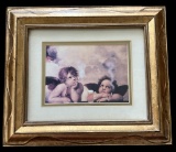 Framed and Matted Altered Raphael Cherub