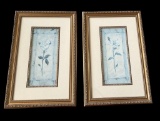 (2) Framed and Matted Floral Prints—12” x 18”