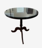 Round Pedestal End Table with Glass To Protect