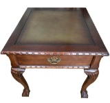 Rectangular 1-Drawer  End Table with Leather Inset