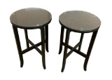 (2) Round End Tables with Protective Glass Top