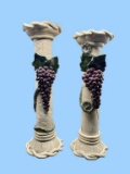 (2) Hand Made Clay Art Candle Stands by Sara A.
