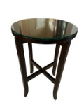 Round End Table with Protective Glass Top--16