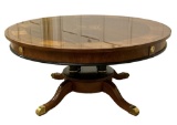 Round Mahogany Inlaid Coffee Table with Satinwood,