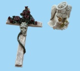 (2) Pottery Items: Sara A. Barnhill Signed Cross
