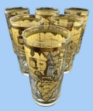 Set of (6) Cera Old World Map Drinking Glasses--