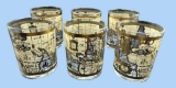 Set of (6) Cera Old World Map Drinking Glasses--