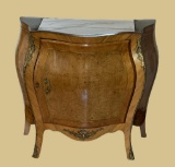 Serpentine Front One Door Chest with Marble Inset