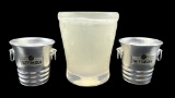 (3) Champagne Buckets: (1) Acrylic 9 1/2” H and