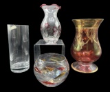 (3) Glass Vases: Lenox Ruffled Edge with Cut and